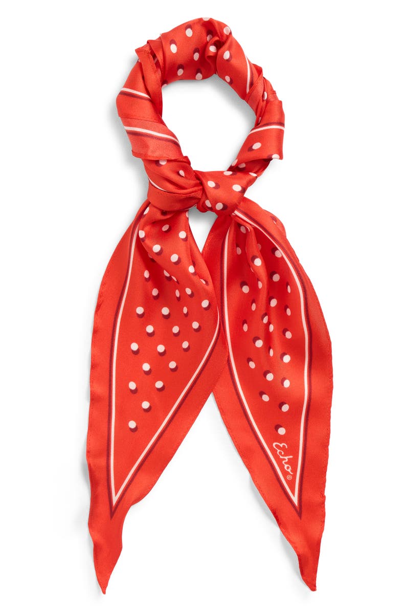 Echo Dot Silk Diamond Scarf, Main, color, Fiesta Orange