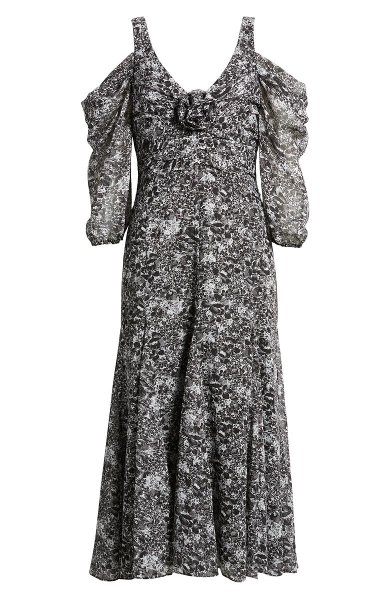 LIKELY Rayna Floral Cold Shoulder A-Line Dress, Alternate, color, Black Multi