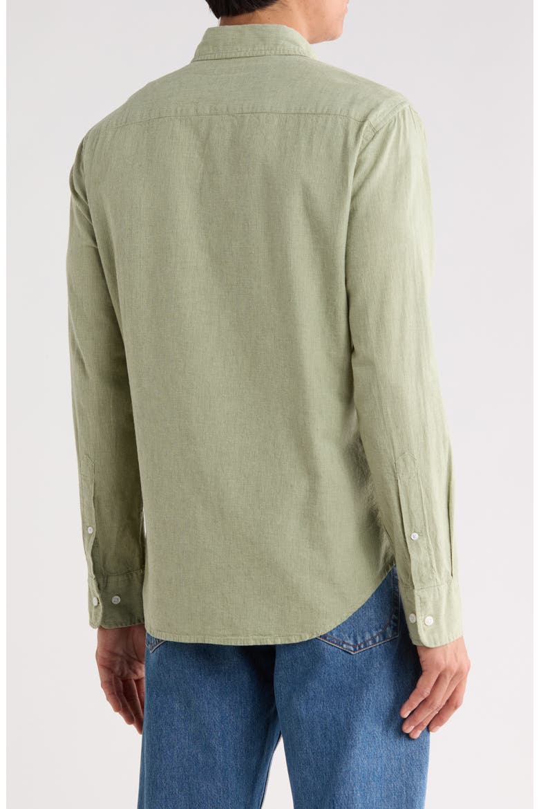Everyday Pinstripe Button Front Shirt, Alternate, color, SEA SPRAY
