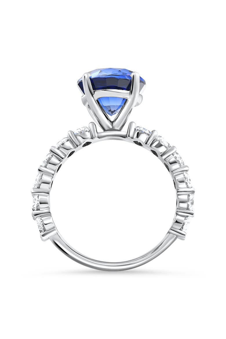 7 1/2Ct Oval Blue Sapphire Diamond Engagement Ring 14k Gold Lab Grown, Alternate, color, 14k White Gold