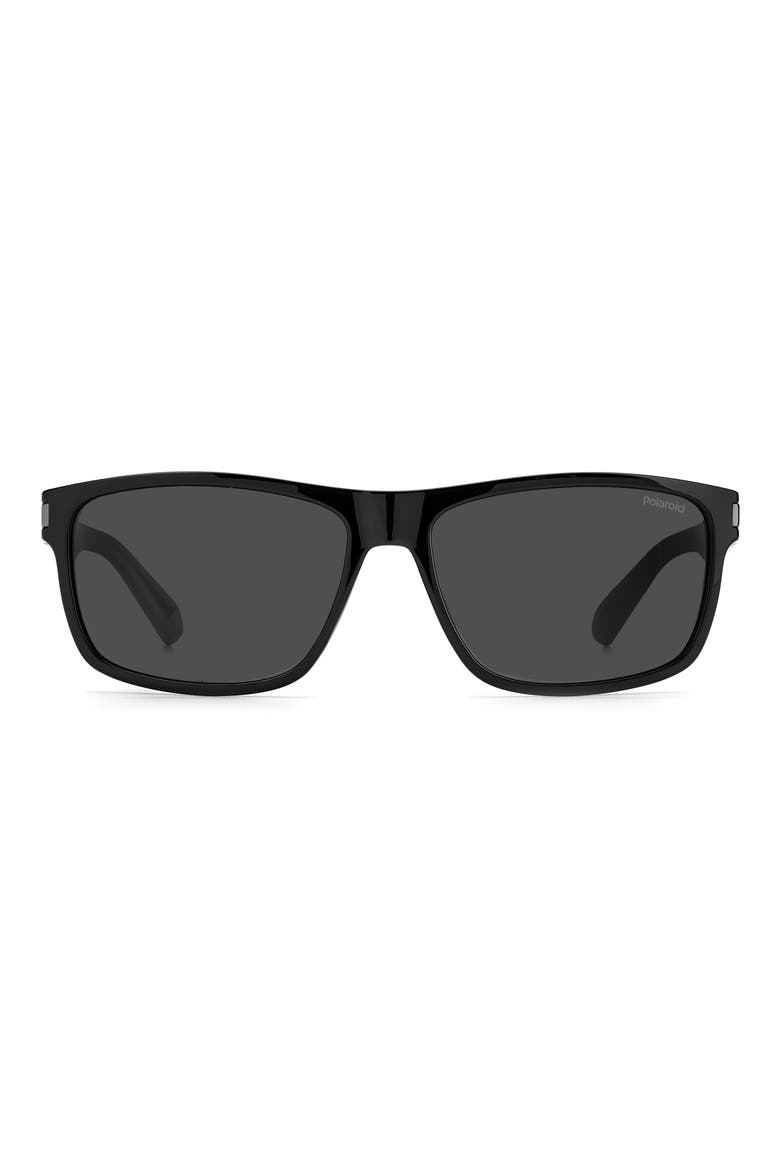 58mm Polarized Rectangular Sunglasses, Main, color, BLACK GREY / GRAY POLAR