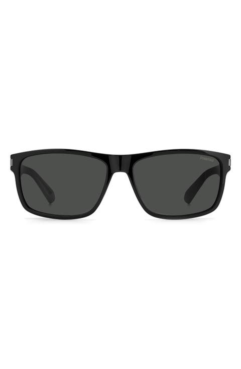 58mm Polarized Rectangular Sunglasses