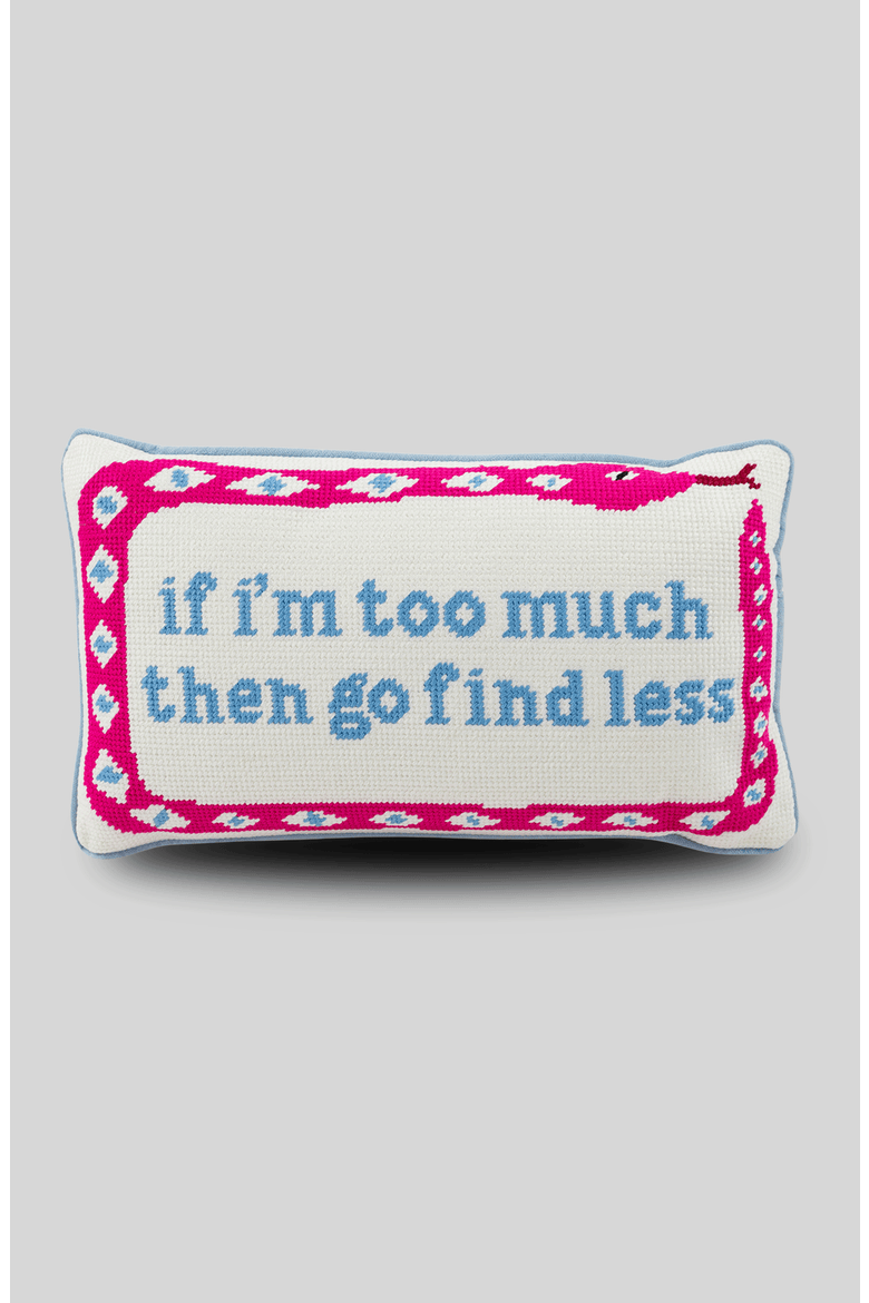 Go Find Less Needlepoint Pillow, Main, color, Blue