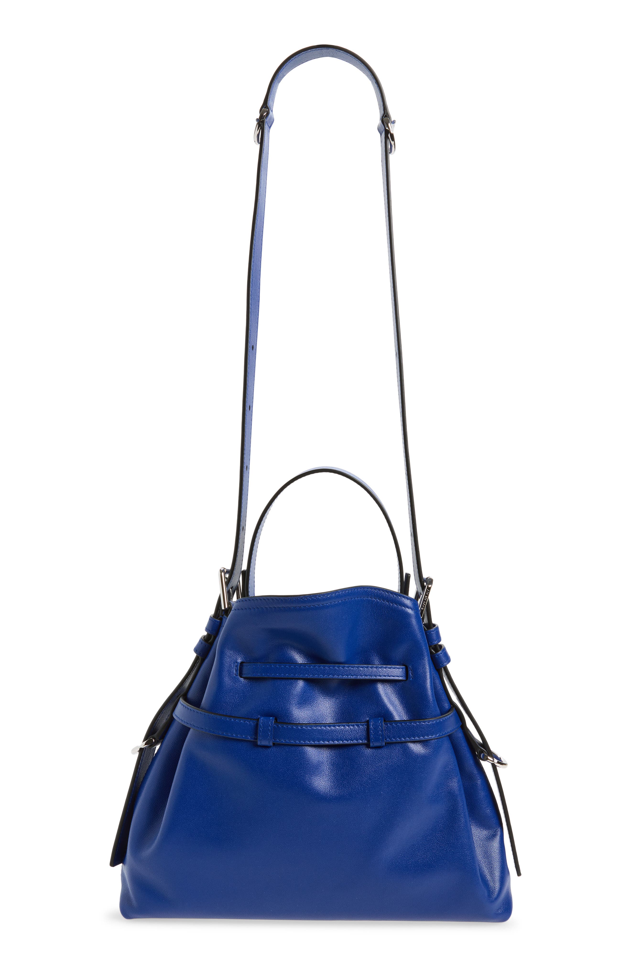 Small Voyou Leather Bucket Bag, Alternate, color, BLUE