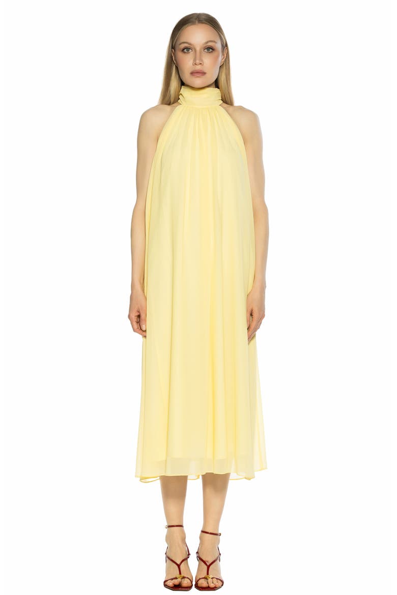 Suri Mock Neck Sleeveless Chiffon Midi Dress, Alternate, color, BUTTER YELLOW