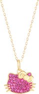 Jacmel Sterling Silver Pink Crystal Pavé Hello Kitty Pendant Necklace