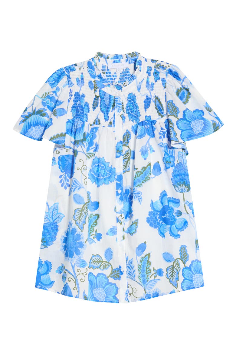 Samian Floral Romy Mock Neck Top, Alternate, color, WHITE-BLUE-GREEN