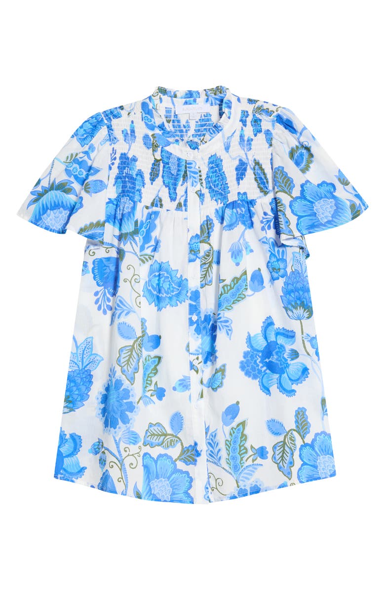 SUGARLIPS Samian Floral Romy Mock Neck Top, Alternate, color, White-Blue-Green