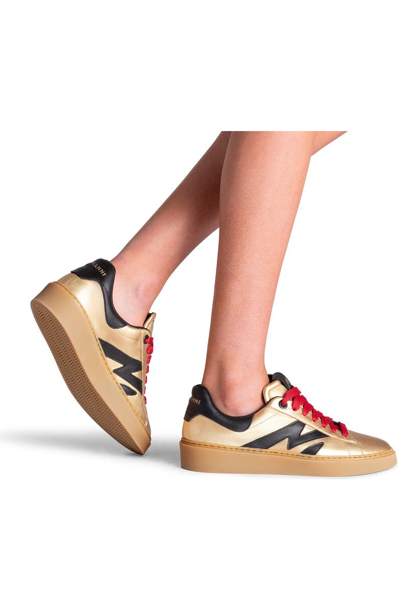 Magnanni Electra Gold Sneaker, Alternate, color, Gold