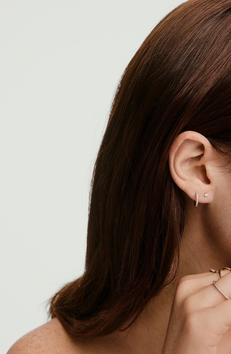 MEJURI Pave Diamond Huggie Hoops, Alternate, color, Yellow Gold / Diamond