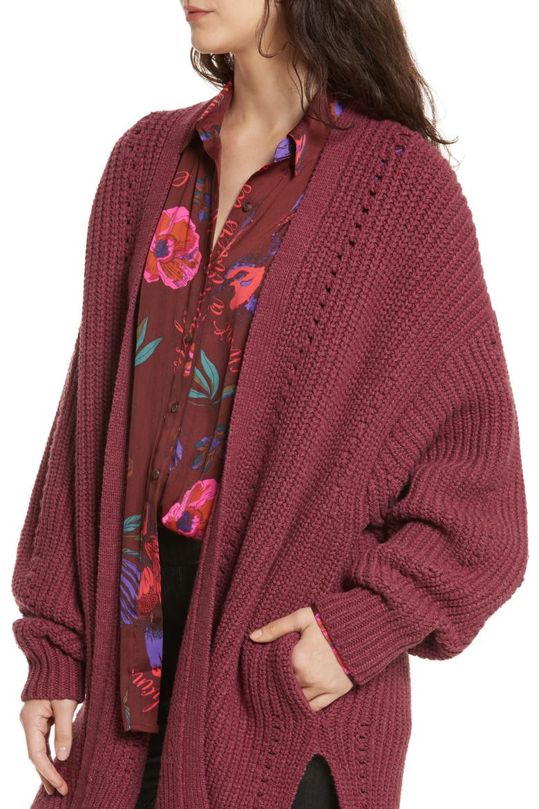 Nightingale Cardigan, Alternate, color, WINE