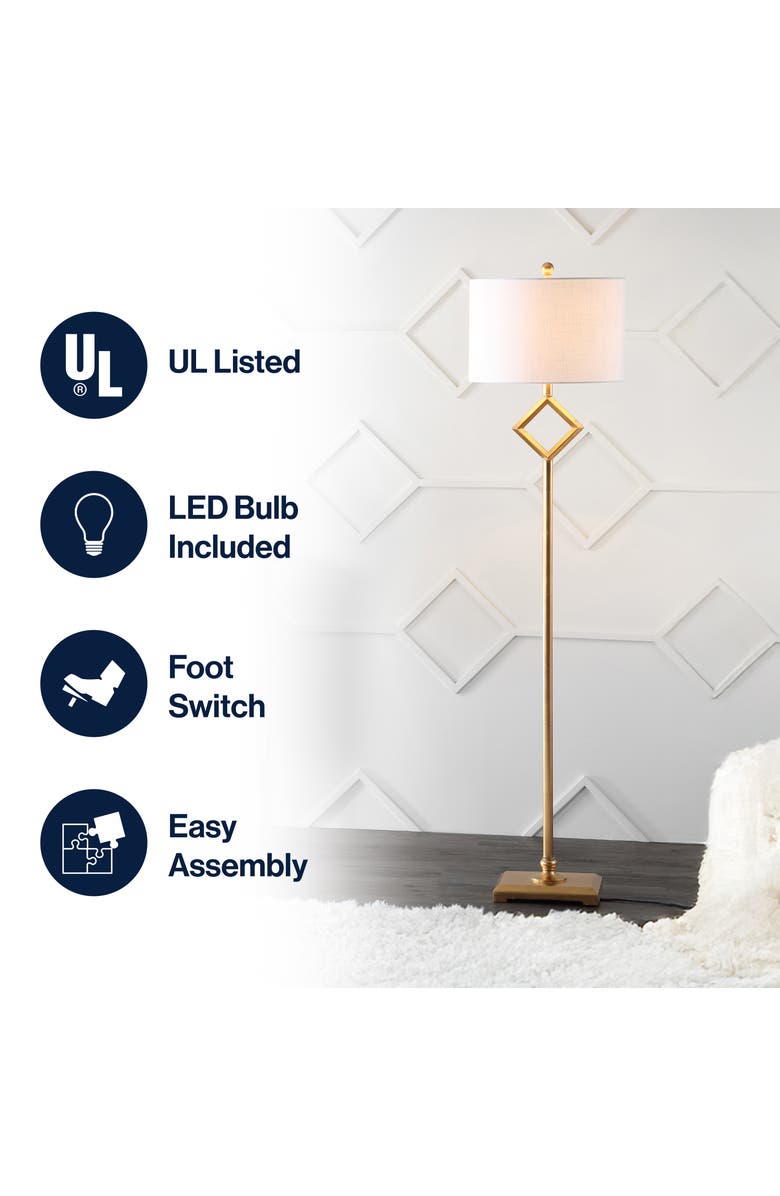 JONATHAN Y Juno Metal LED Floor Lamp, Alternate, color, Gold Leaf