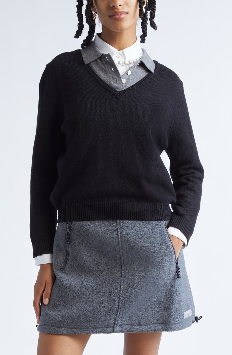 Sandy Liang Wesley Layered Effect Sweater, Main, color, Black