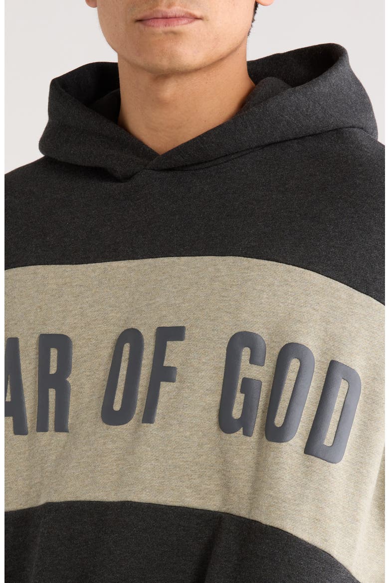 Paneled Relaxed Crop Hoodie, Alternate, color, IRON GREY HEATHER/SEAL HEATHER