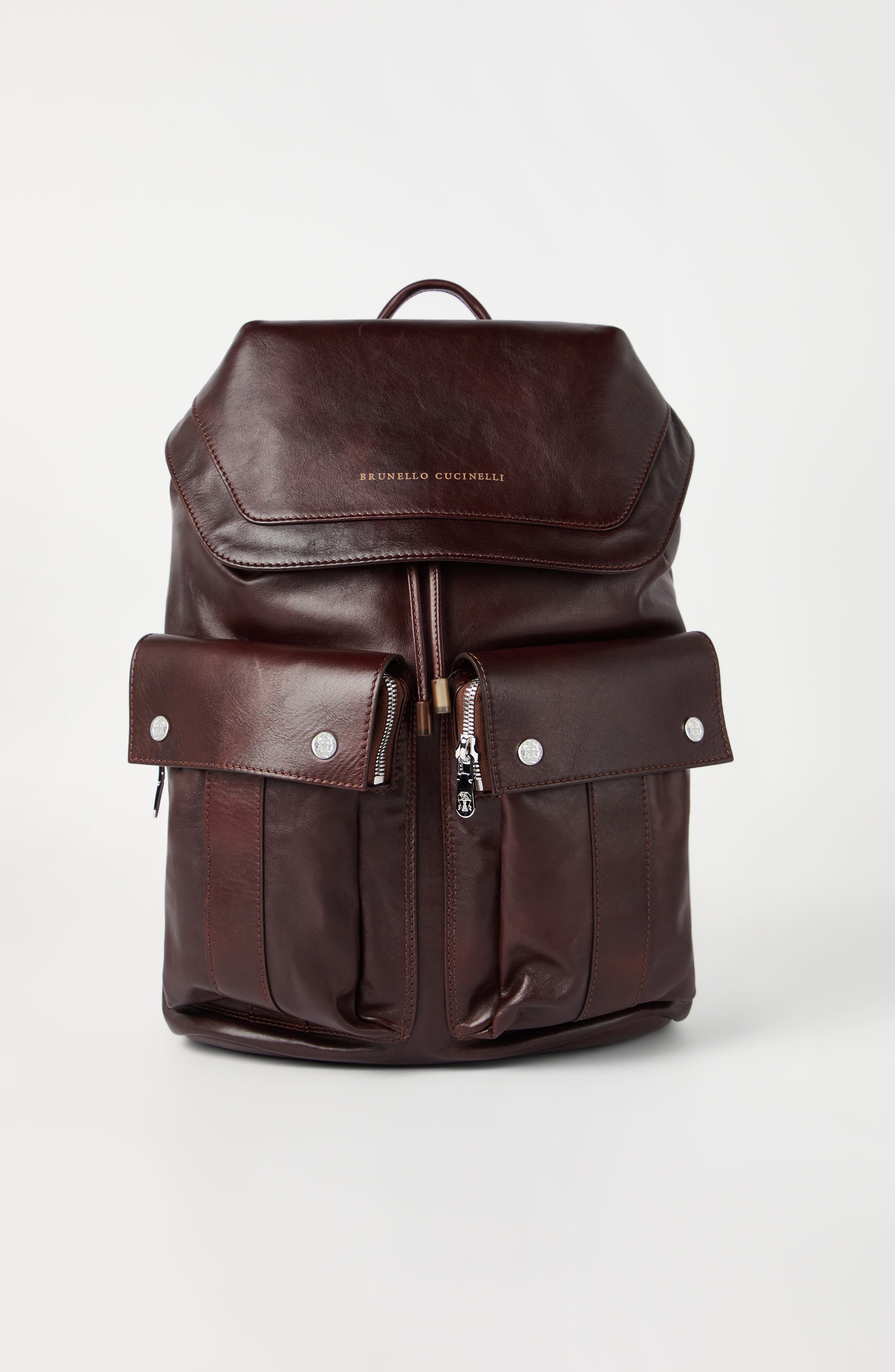 Brunello Cucinelli Calfskin leisure backpack, Alternate, color, Burgundy
