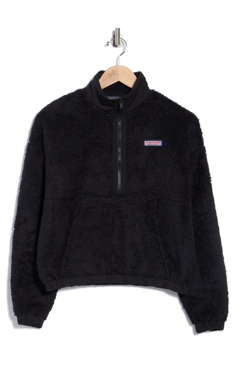 vineyard vines High Pile Fleece Pullover, Alternate, color, Jet Black