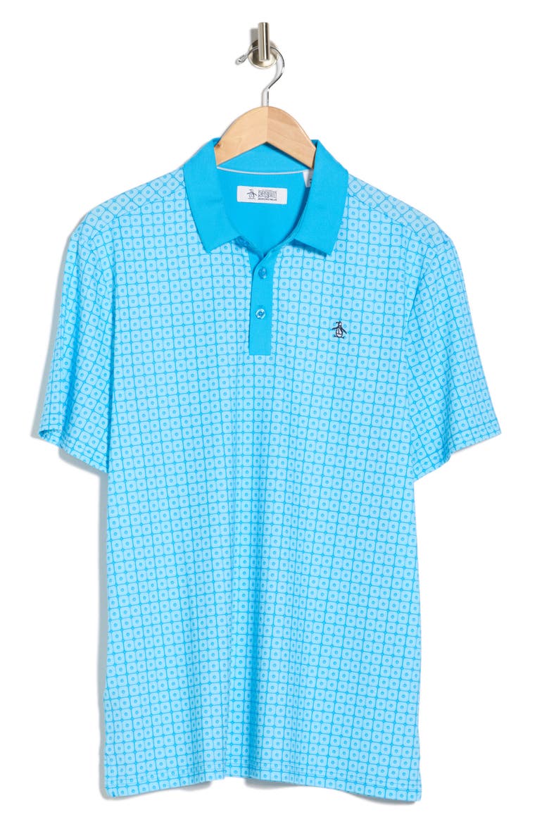 Layered Windowpane Print Knit Polo, Alternate, color, MALIBU BLUE