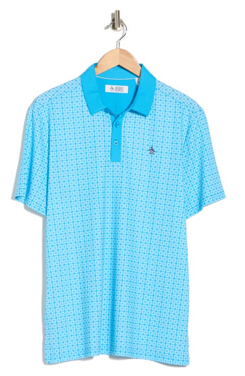Layered Windowpane Print Knit Polo