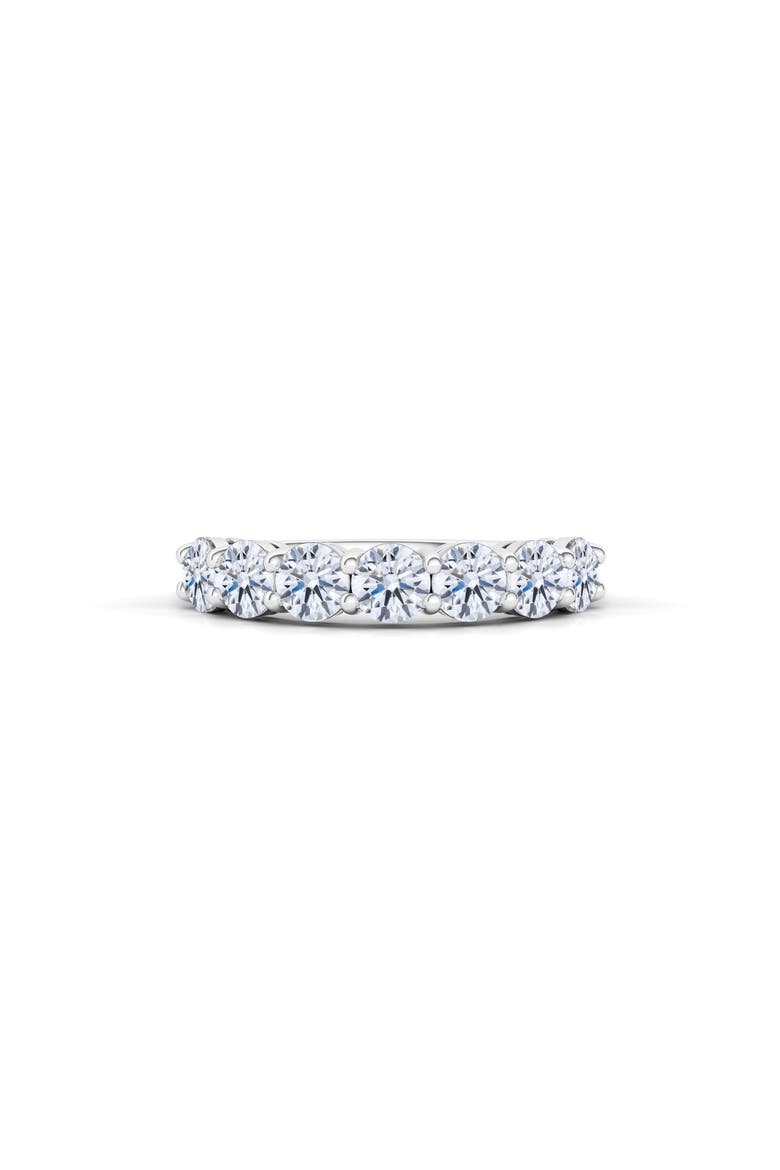 Half Round Cut Lab Grown Diamond 18K Gold Eternity Band Ring, Main, color, WHITE GOLD