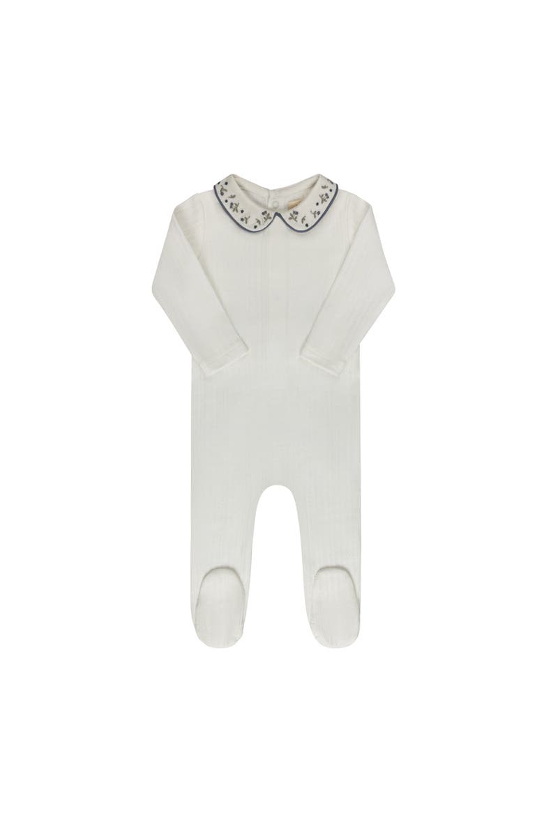 Embroidered Collar Collection - Footie, Main, color, Ivory/Blue