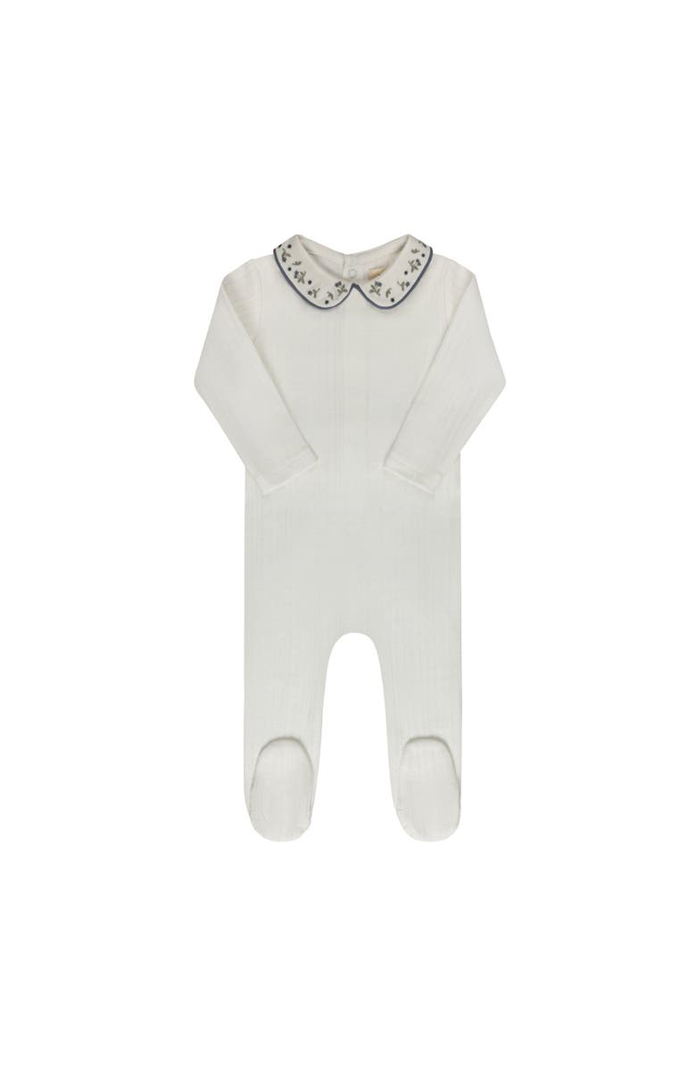 Ely's & Co. Embroidered Collar Collection - Footie, Main, color, Ivory/Blue
