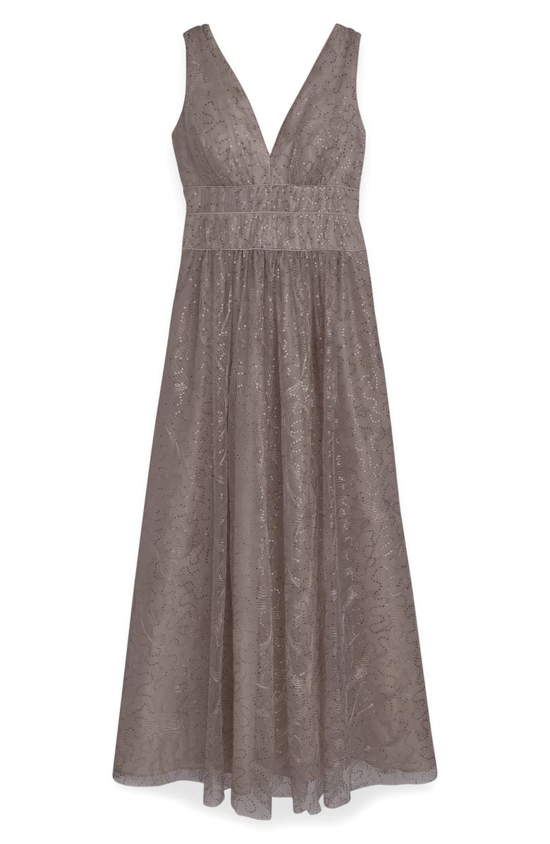 Donna Karan New York Sequin Embroidery Detail A-Line Gown, Alternate, color, Sisal