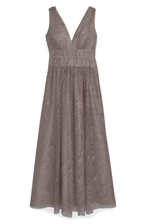 Donna Karan Sequin Embroidery Detail A-line Gown In Sisal