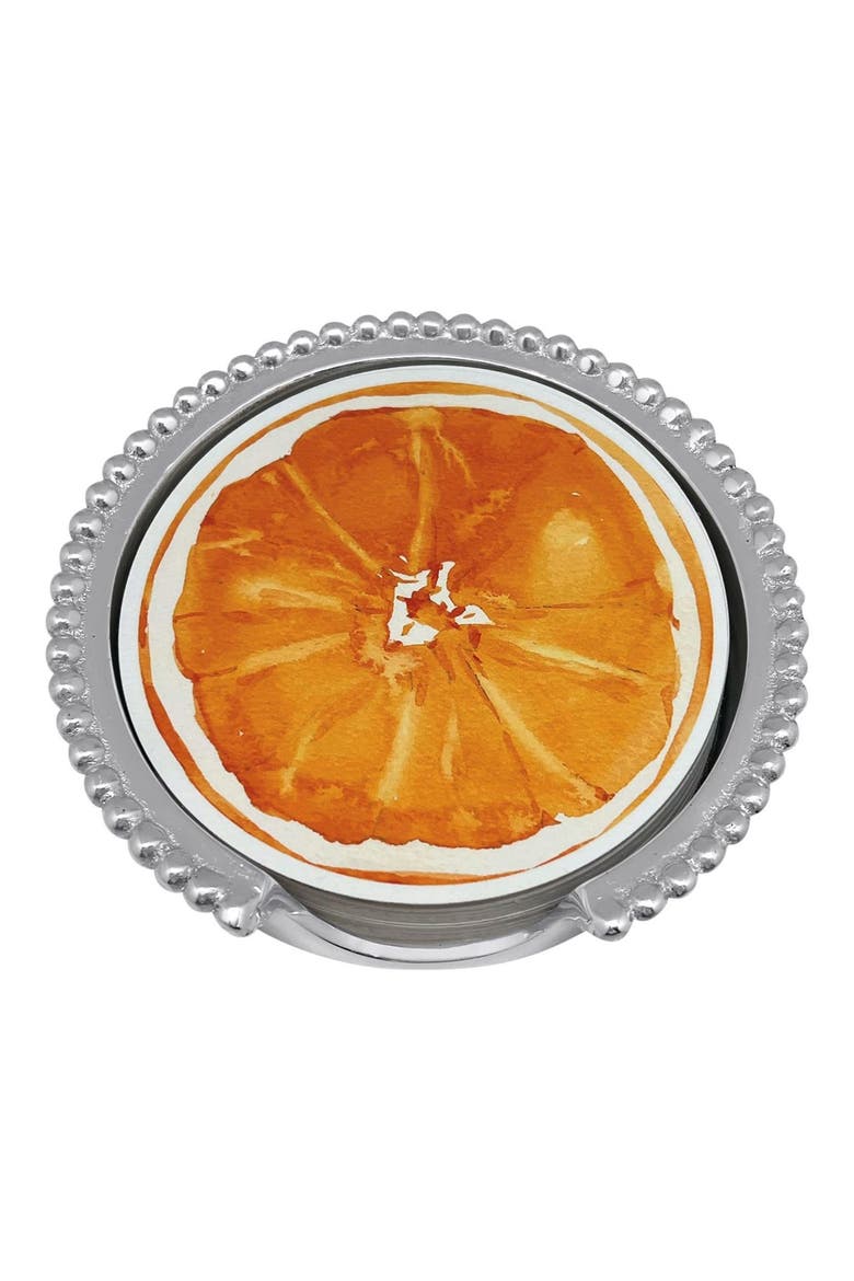 Orange & Aperol Spritz Beaded Coaster Set, Alternate, color, SILVER