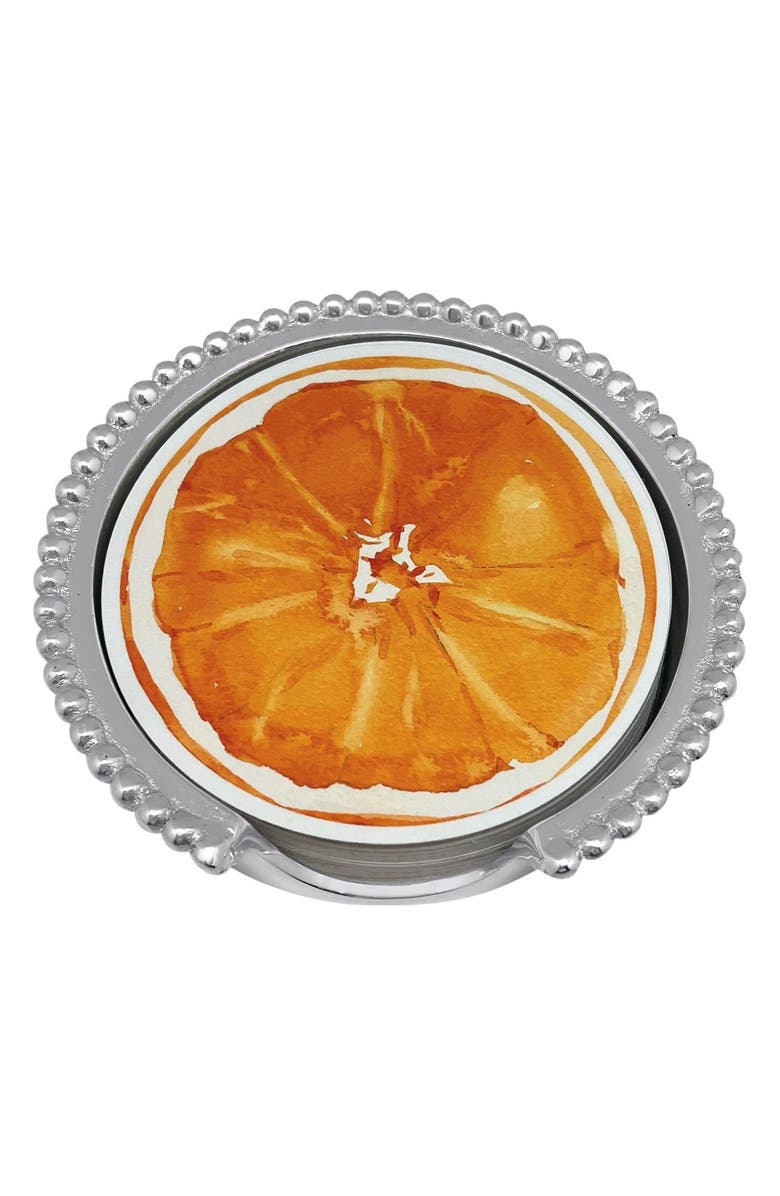Mariposa Orange & Aperol Spritz Beaded Coaster Set, Alternate, color, Silver