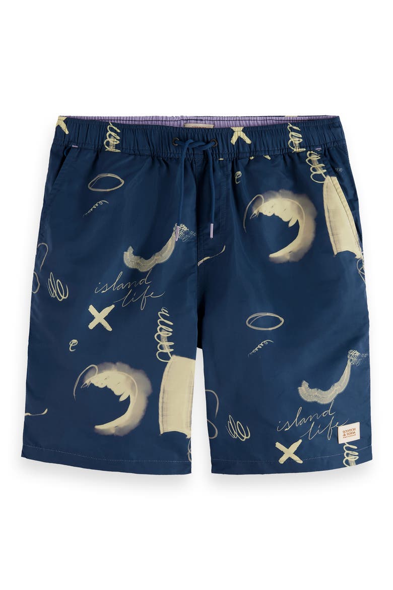 Abstract Print Swim Trunks, Alternate, color, ABSTRACTS ATLANTIC BLUE