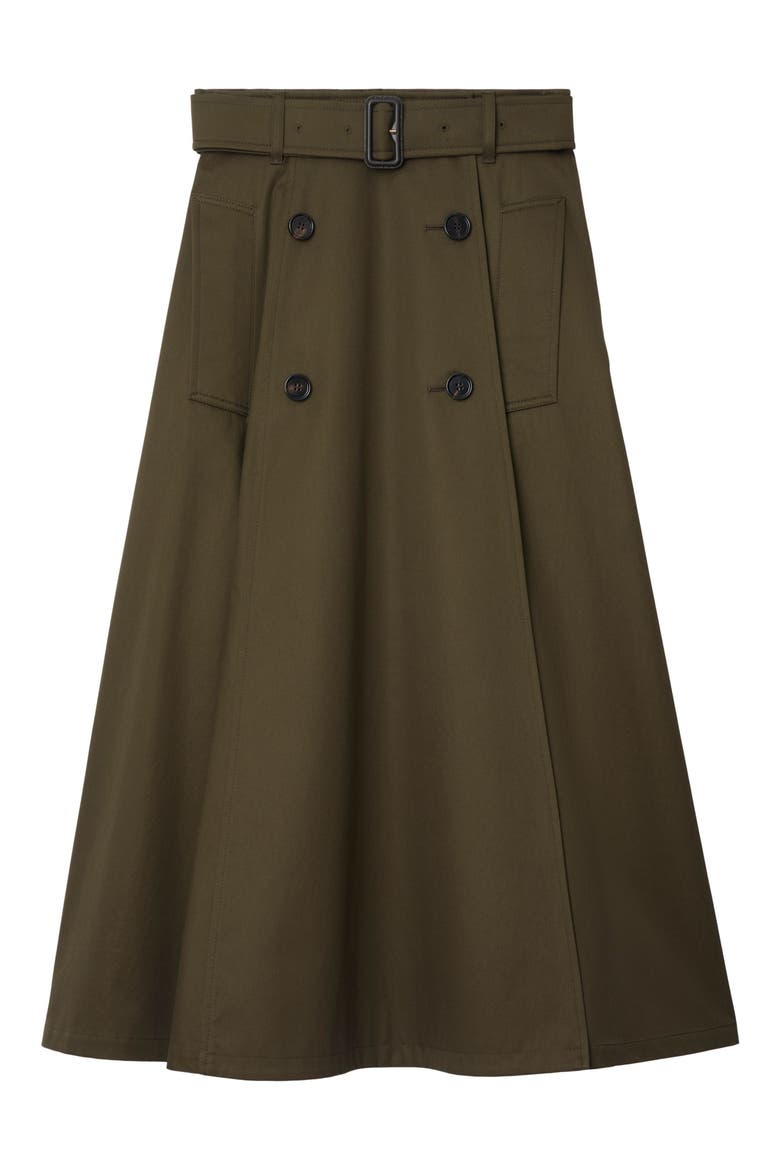 Brenda Cotton Gabardine Trench Skirt, Alternate, color, JUNIPER