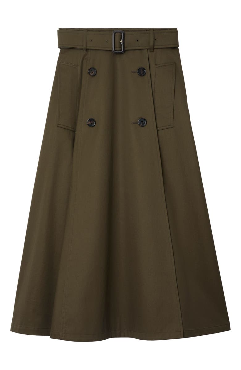 Burberry Brenda Cotton Gabardine Trench Skirt, Alternate, color, Juniper