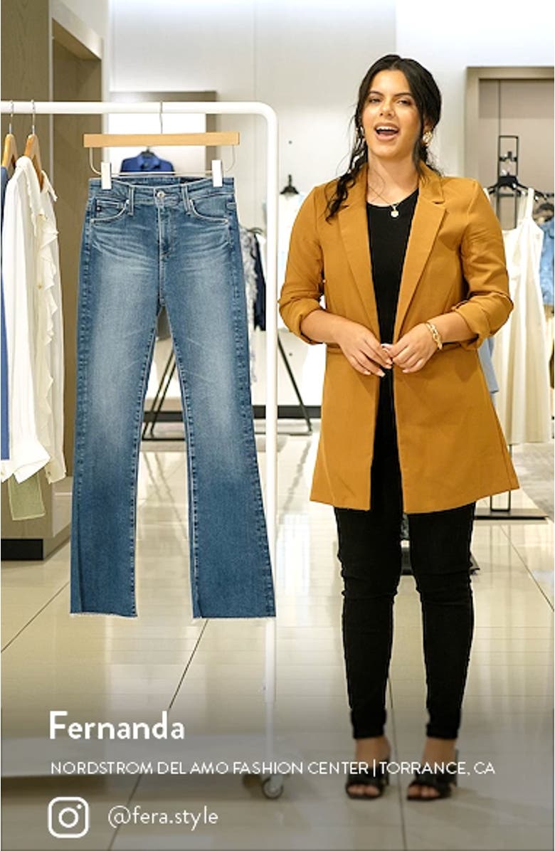 Farrah High Waist Fray Hem Bootcut Jeans, sales video thumbnail