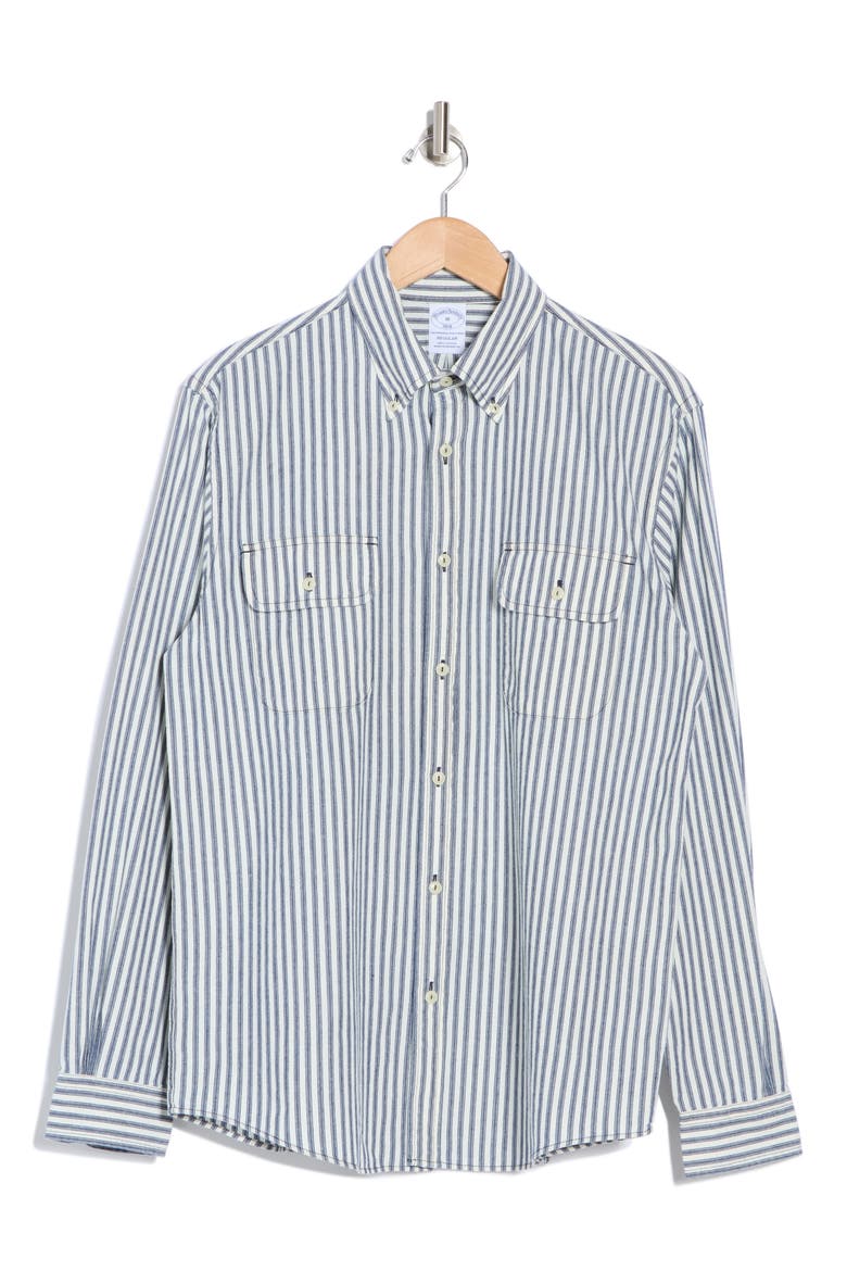 Yarn Dye Stripe Long Sleeve Button-Down Shirt, Alternate, color, TICKING STRIPE