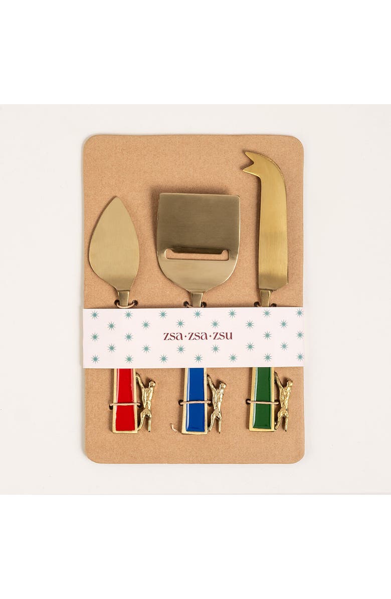Zsa Zsa Zsu Rampur Set Of 3 Steel Cheese Serving, Alternate, color, Gold