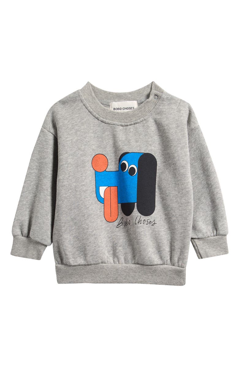 Bobo Choses Doggy Mate Organic Cotton Sweatshirt, Main, color, Light Heather Grey
