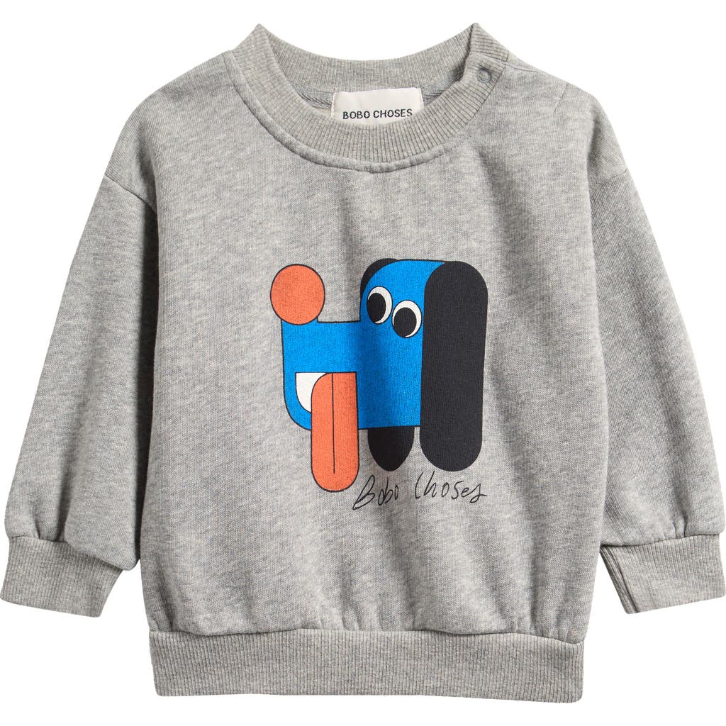 Bobo Choses Doggy Mate Organic Cotton Sweatshirt in Light Heather Grey  product