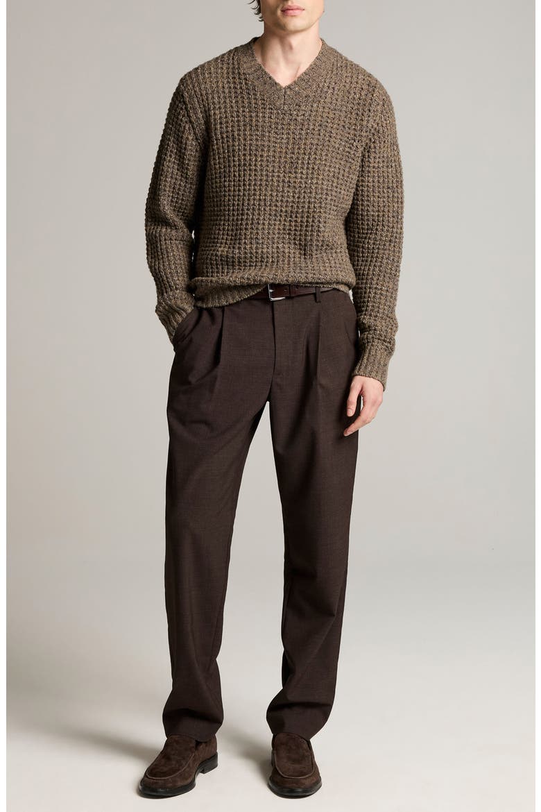 Waffle Donegal V-Neck Sweater, Alternate, color, TARMAC