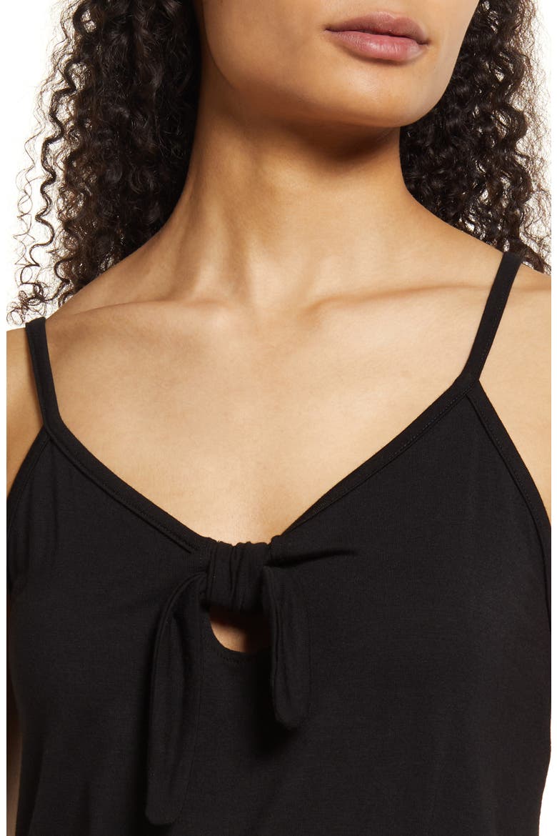 Tie Front Maxi Sundress, Alternate, color, BLACK