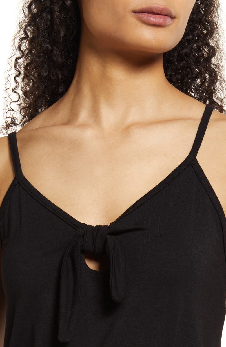 Loveappella Tie Front Maxi Sundress, Alternate, color, Black