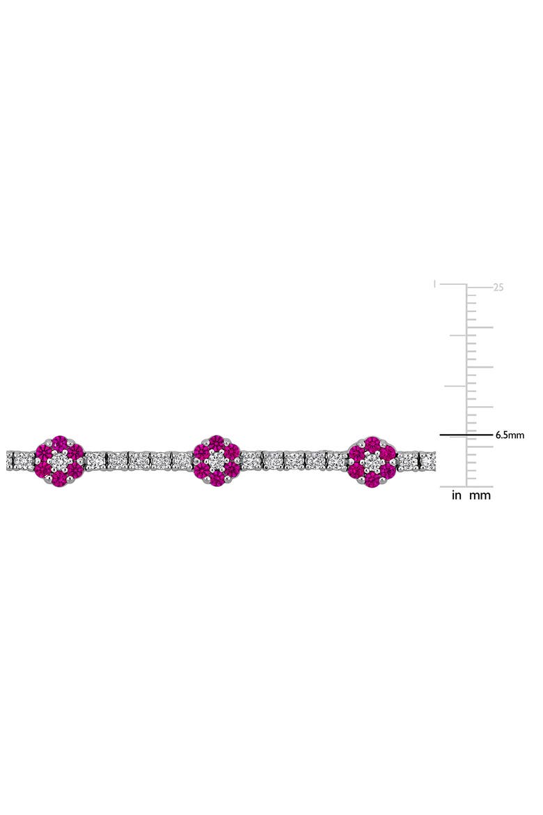 Sterling Silver Lab Created Ruby Flower Necklace, Alternate, color, RED