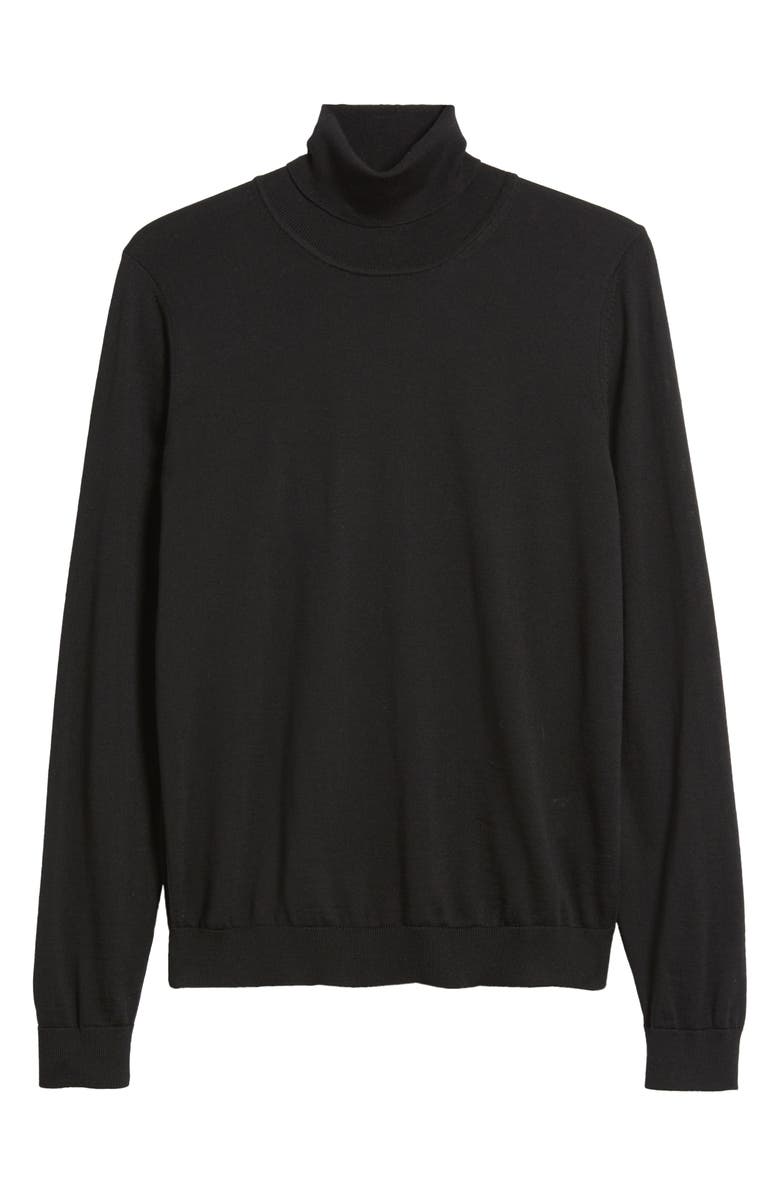 BOSS Musso Virgin Wool Turtleneck Sweater, Alternate, color, Blk