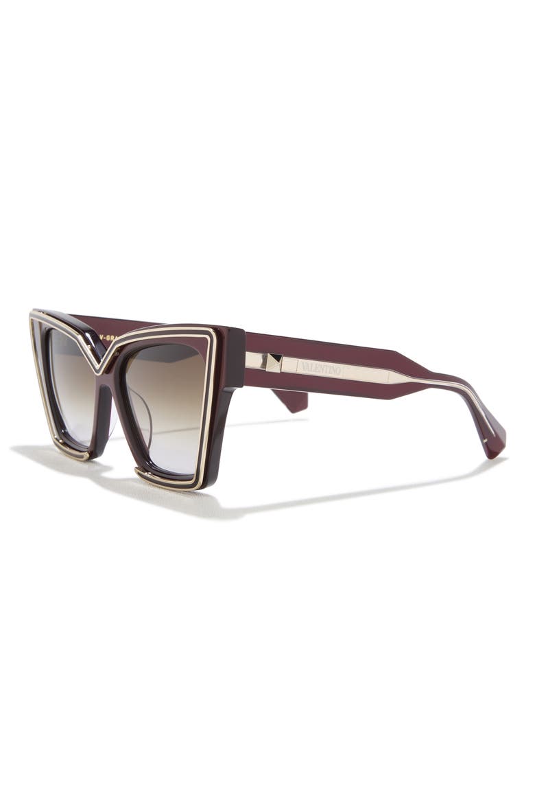 50mm Polarized Cat Eye Sunglasses, Alternate, color, BORDEAUX BORDEAUX BROWN
