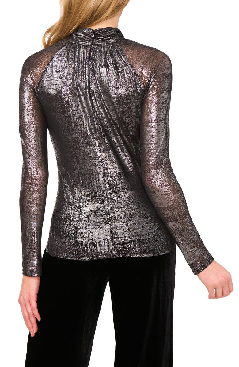 Ted Baker Metalllic Ruched Turtleneck Top, Alternate, color, Rich Black
