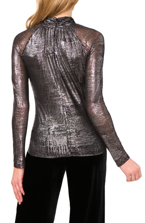 Ted Baker Metalllic Ruched Turtleneck Top In Black