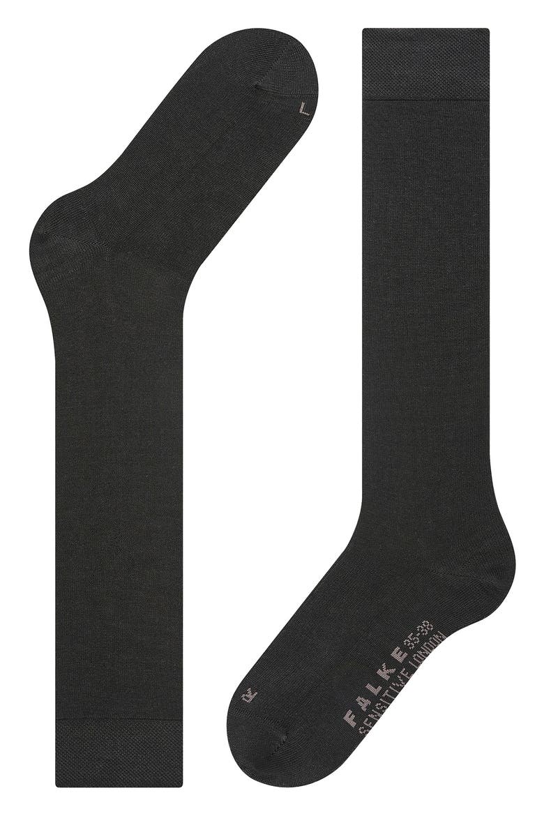 Sensitive London Cotton Blend Knee High Socks, Alternate, color, BLACK