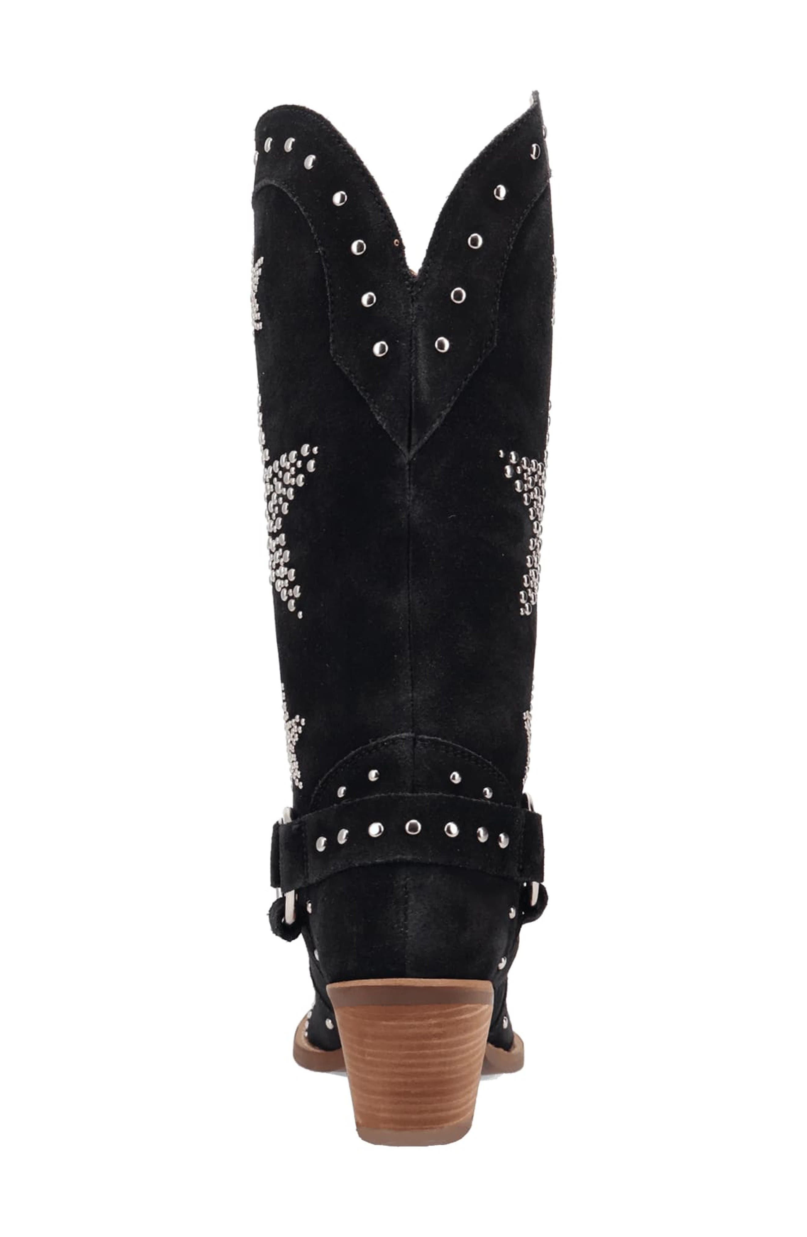 Dingo Lucky Stars Knee High Western Boot, Alternate, color, Black