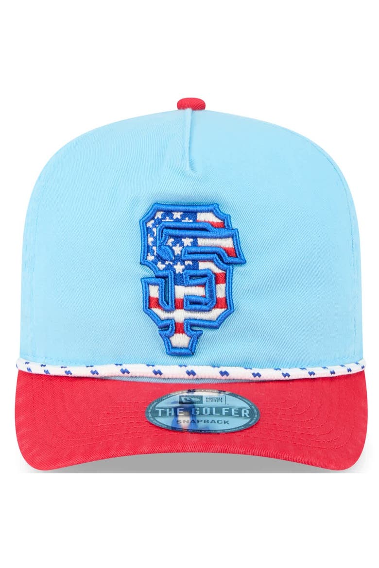 Men's New Era Light Blue/Red San Francisco Giants 2025 Fourth of July Golfer Snapback Hat, Alternate, color, Light Blue