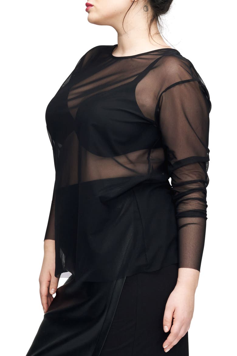 Thames Fog Sheer Mesh Top, Alternate, color, BLACK