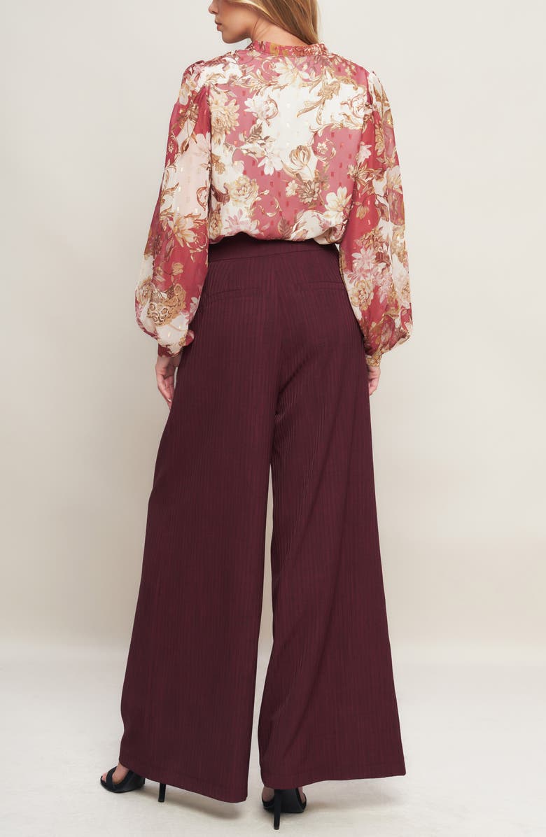 FLYING TOMATO High Waist Wide Leg Pants, Alternate, color, Burgundy